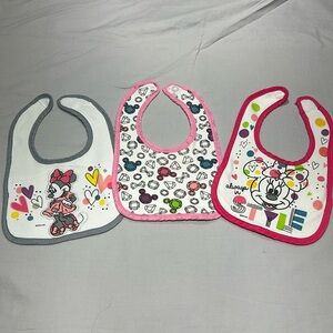 Disney - Minnie Mouse  - Set of 3 velcro closing bibs